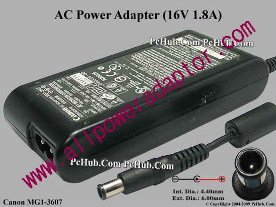Canon MG1-3607 AC Adapter 13V-19V 16V 1.8A, 6.5/4.3mm With Pin, 2-Prong