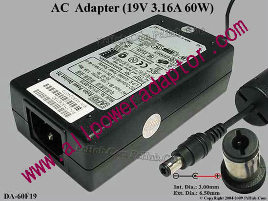 APD / Asian Power Devices DA-60F19 AC Adapter- Laptop 19V 3.16A, 6.5/3.0mm, C14
