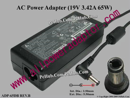 ASUS Common Item (Asus) AC Adapter- Laptop 19V 3.42A, 5.5/2.5mm, 3-Prong
