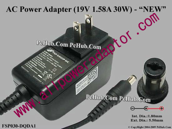 FSP Group Inc FSP030-DQDA1 AC Adapter- Laptop 19V 1.58A, 5.5/1.7mm, US 2-Pin Plug, New