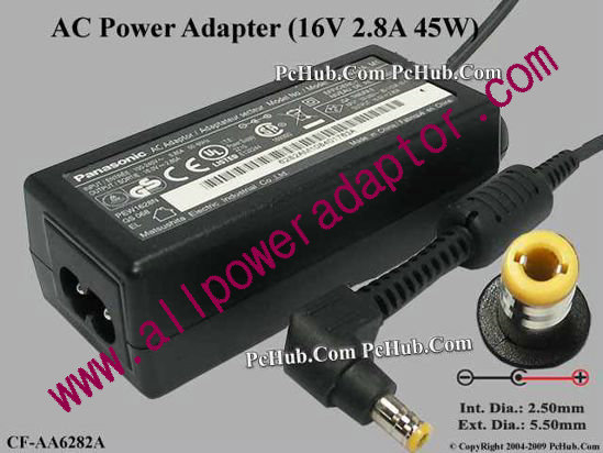 Panasonic AC Adapter CF-AA6282A, 16V 2.8A, Tip-C, 2-prong