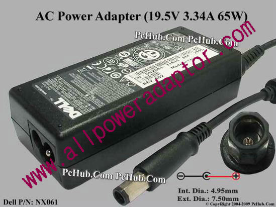 Dell Common Item (Dell) AC Adapter- Laptop 19.5V 3.34A, 7.4/5.0mm With Oct. Pin, 3-Prong