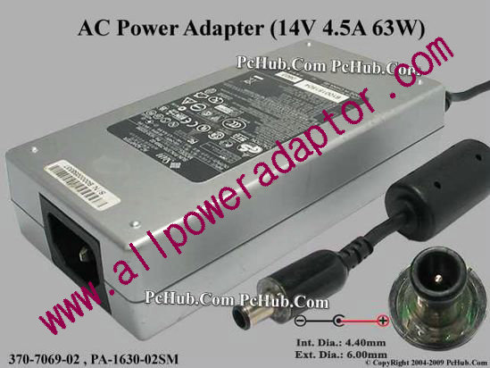 Sun Microsystems AC Adapter 13V-19V 370-7069-02, 14V 4.5A, Pin, (IEC C14)