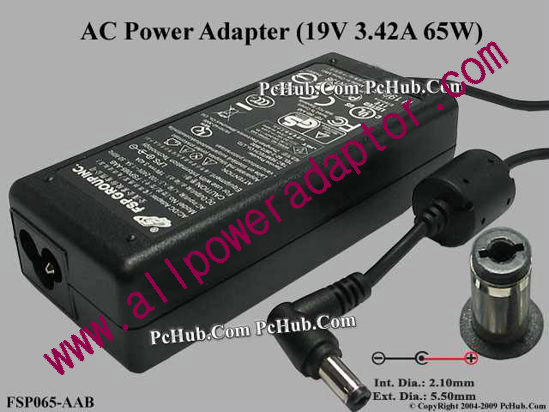 FSP Group Inc FSP065-AAB AC Adapter- Laptop 19V 3.42A, 5.5/2.1mm, 3-Prong