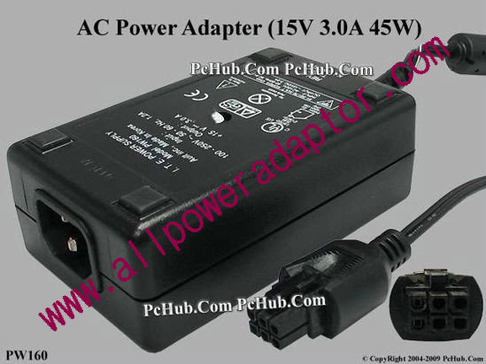 AULT PW160 AC Adapter 13V-19V 15V 3A, 6-Hole, IEC C14
