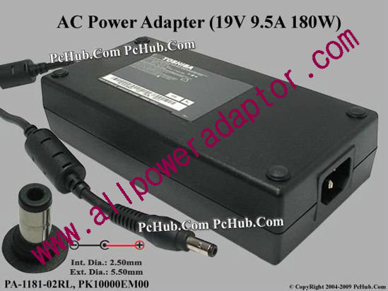 Toshiba AC Adapter 19V 9.5A, 5.5/2.5mm, C14