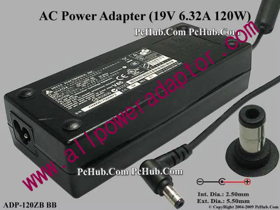 Delta Electronics ADP-120ZB BB AC Adapter- Laptop 19V 6.32A, 5.5/2.5mm, 3-Prong