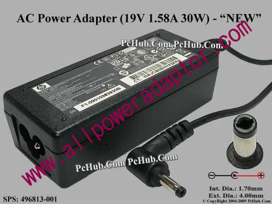 HP AC Adapter - NEW Original 19V 1.58A, 4.0/1.7mm, 3-Prong, New