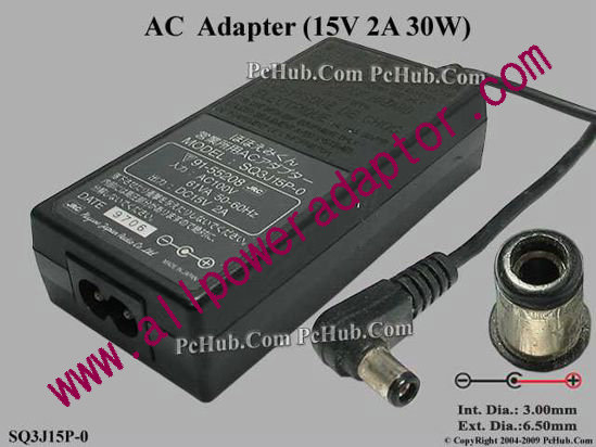 JRC SQ3J15P-0 AC Adapter- Laptop 15V 2A, Tip D, 2-prong