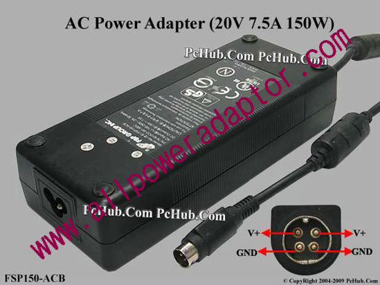 FSP Group Inc FSP150-ACB AC Adapter- Laptop 20V 7.5A, 4-Pin P1