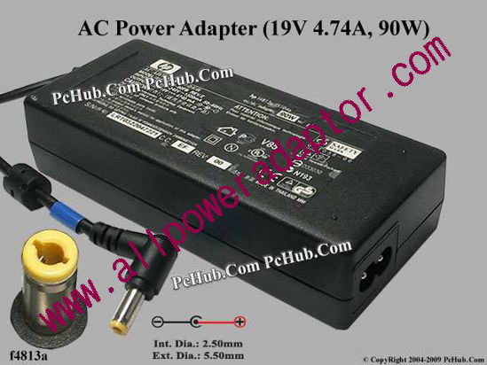 HP AC Adapter- Laptop f5104a, 19V 4.74A, Tip-M, 2-prong
