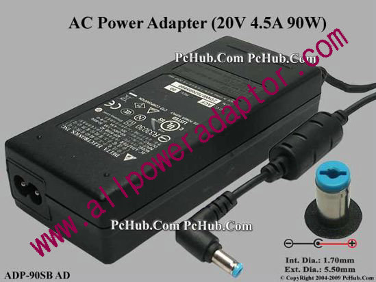 Delta Electronics ADP-90SB AD AC Adapter- Laptop 20V 4.5A, 5.5/1.7mm, 2-Prong