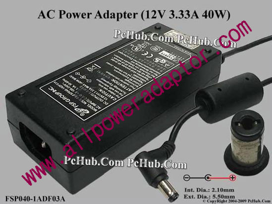 FSP Group Inc FSP040-1ADF03A AC Adapter- Laptop 12V 3.33A, Barrel 5.5/2.1mm, IEC C14, New