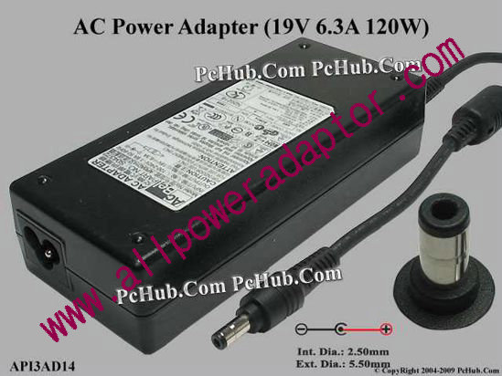 Acbel Polytech API3AD14 AC Adapter- Laptop 19V 6.3A, 5.5/2.5mm 12mm, 3-Prong