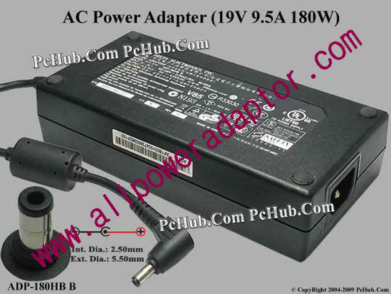 Delta Electronics ADP-180HB AC Adapter- Laptop 19V 9.5A, 5.5/2.5mm, C14
