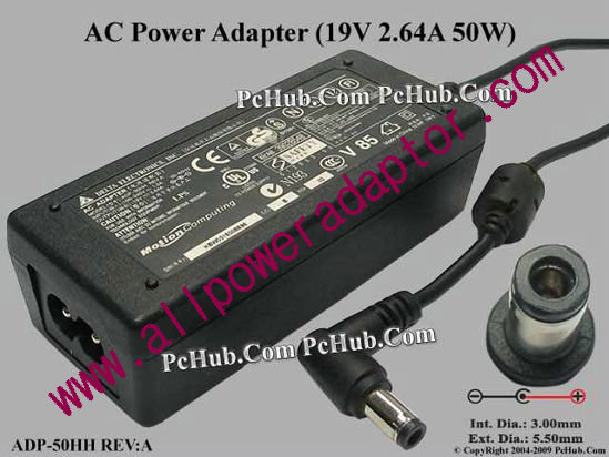 Delta Electronics ADP-50HH REV.A AC Adapter- Laptop 19V 2.64A, 5.5/3.0mm, 2-Prong