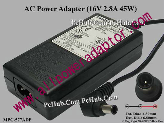 Casio MPC-577ADP AC Adapter- Laptop 16V 2.8A, Tip E, 2-prong