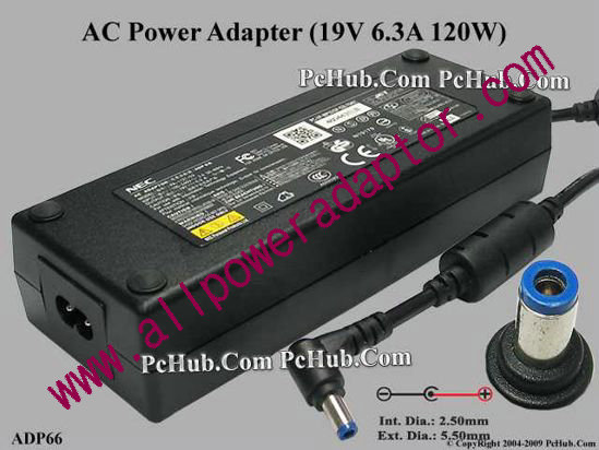NEC AC Adapter 19V 6.3A, 5.5/2.5mm, 2-Prong