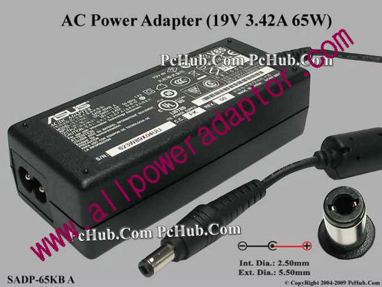ASUS Common Item (Asus) AC Adapter- Laptop 19V 3.42A, 5.5/2.5mm, 2-Prong