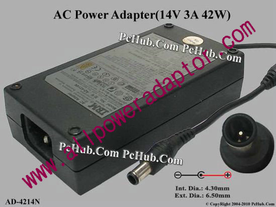 IBM AC Adapter 13V-19V 14V 3A, 6.5/4.3mm With Pin, C14