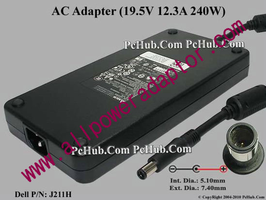 Dell Common Item (Dell) AC Adapter- Laptop 19.5V 12.3A, PA-9E Family, IEC C14, New
