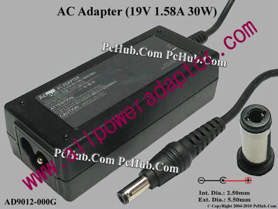 Acbel Polytech AD9012-000G AC Adapter- Laptop 19V 1.58A, 5,5/2.5mm 12mm, 3-Prong