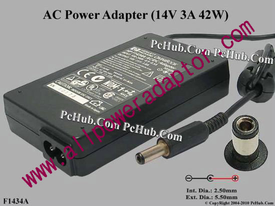 HP AC Adapter- Laptop 14V 3A, 5.5/2.5mm, C14