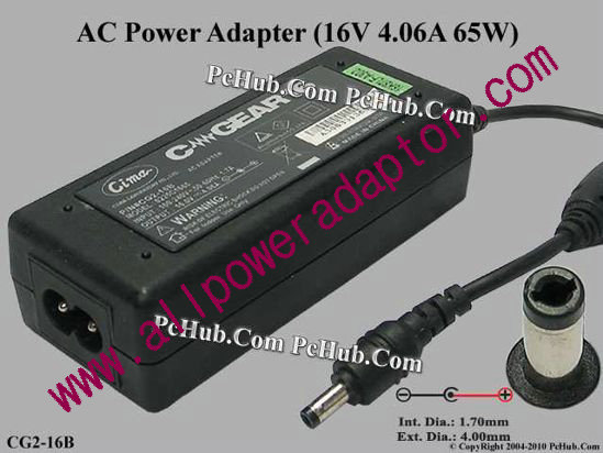 Other Brands Cima AC Adapter 13V-19V 16V 4.06A, (1.7/4.0mm), 2-prong