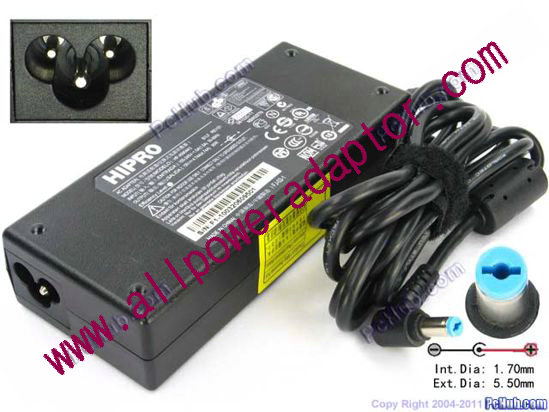 HIPRO HP-A0904A3 AC Adapter- Laptop 19V 4.74A, 5.5/1.7mm, 3-Prong