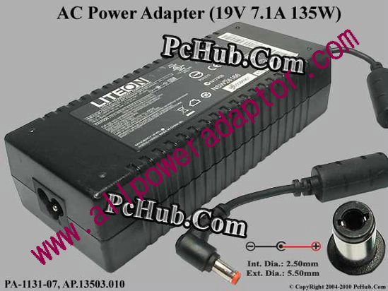 LITE-ON PA-1131-07 AC Adapter 19V 7.1A, 5.5/2.5mm, 3-Prong