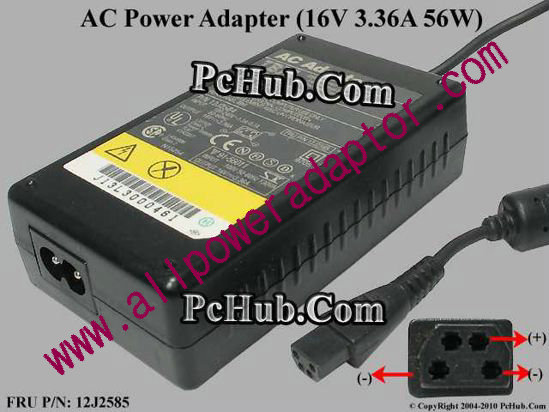 IBM Thinkpad Series AC Adapter- Laptop 12J2585, 16V 3.36A, 4-pin, 2-prong