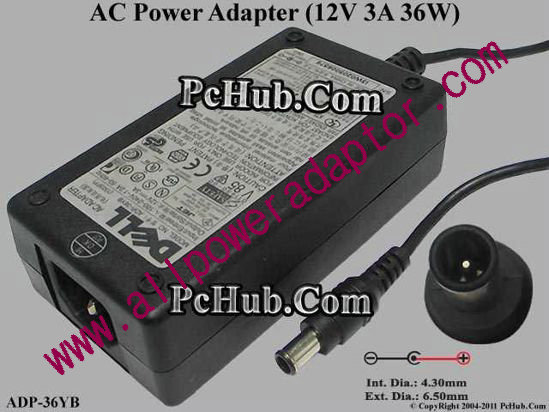 Dell Common Item (Dell) AC Adapter- Laptop 12V 3A, 6.5/4.5mm With Pin, C14