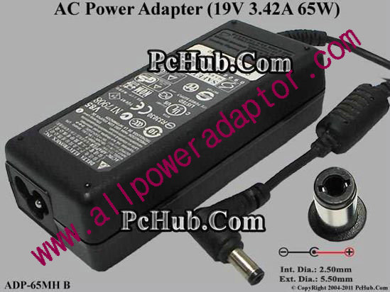 Delta Electronics ADP-65MH B AC Adapter- Laptop 19V 3.42A, 5.5/2.5mm, 3-Prong