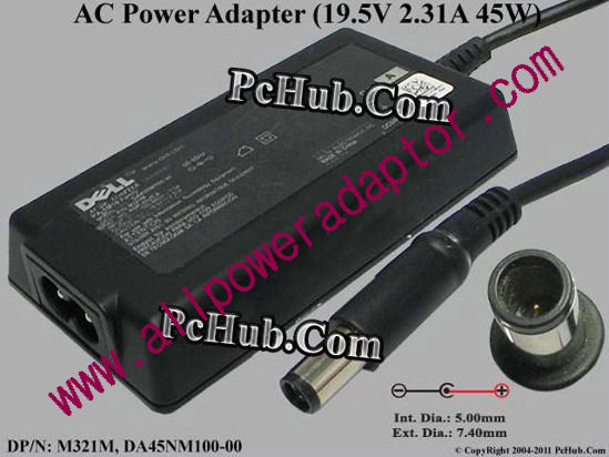Dell Common Item (Dell) AC Adapter- Laptop M321M, 19.5V 2.31A, PIN, 2-prong