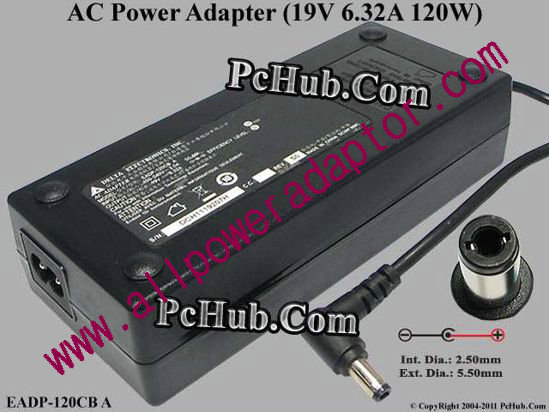 Delta Electronics EADP-120CB A AC Adapter- Laptop 19V 6.32A, 5.5/2.5mm, 2-Prong