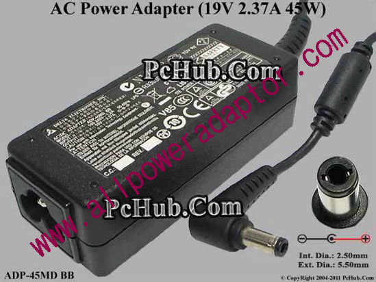 Delta Electronics ADP-45MD BB AC Adapter- Laptop 19V 2.37A, Tip-C, 3-prong