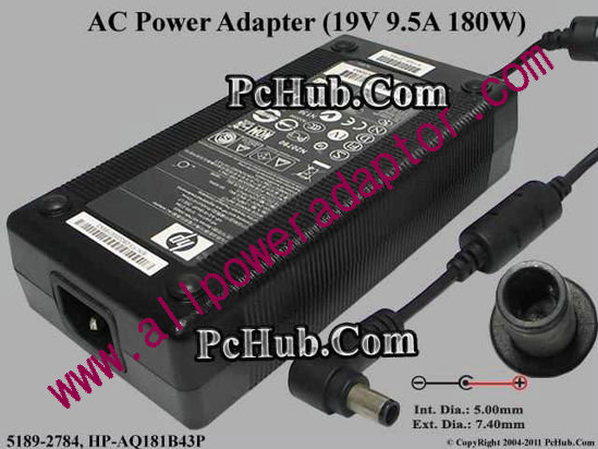 HP AC Adapter- Laptop 19V 9.5A, 7.4/5.0mm w/o Pin, C14