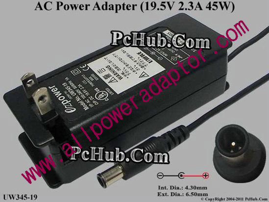 Other Brands ezPower AC Adapter 13V-19V UW345-19, 19.5V 2.3A, 2-pin US