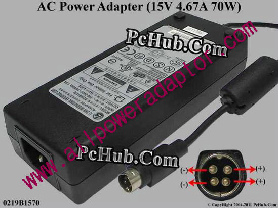 Li Shin 0219B1570 AC Adapter 13V-19V 15V 4.67A. 4-Pin P1