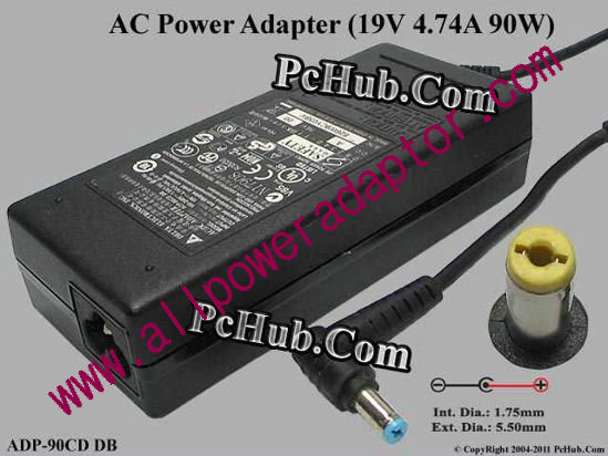 Delta Electronics ADP-90CD DB AC Adapter- Laptop 19V 4.74A, 5.5/1.7mm, 3-Prong