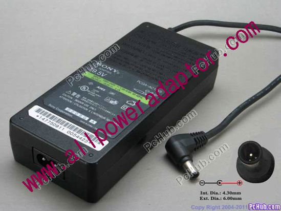 Sony Vaio Parts AC Adapter PCGA-AC19V5, 19.5V 4.1A, Tip-E, 2-prong