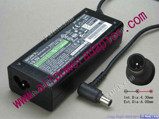 Sony Vaio Parts AC Adapter 19.5V 4.7A, 6.0/4.3mm, 3-Prong