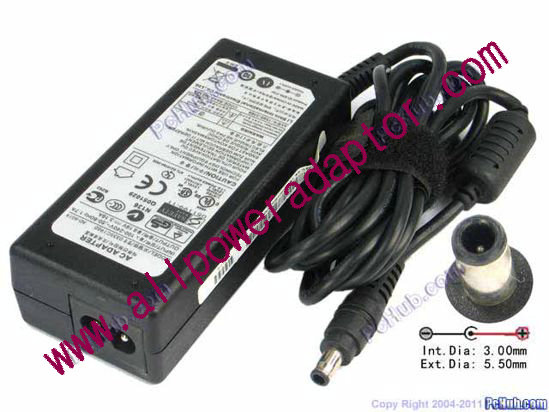 Samsung Laptop AC Adapter 19V 3.16A, 5.5/3.0mm With Pin, 2-Prong