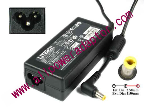 LITE-ON PA-1650-68 AC Adapter 19V 3.42A, 5.5/2.5mm, 3-Prong