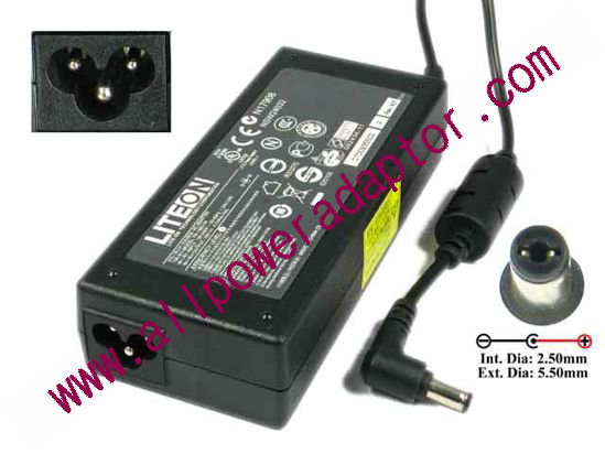 LITE-ON PA-1900-34 AC Adapter 19V 4.74A, 5.5/2.5mm, 3-Prong, New