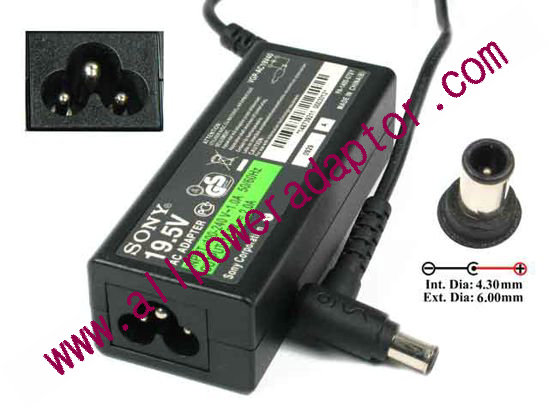 Sony Vaio Parts AC Adapter 19.5V 2A, Tip-E, 3-Prong,