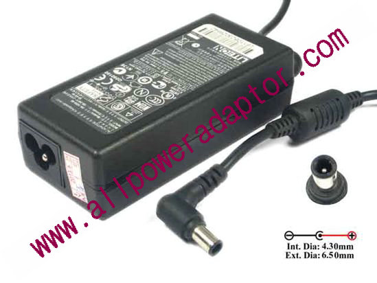 LITE-ON PA-1650-68 AC Adapter 19V 3.42A, 6.5/4.3mm With Pin, 3-Prong