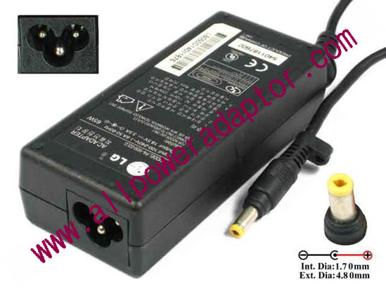 LG AC Adapter- Laptop 18.5V 3.5A, 4.8/1.7mm, 3-Prong
