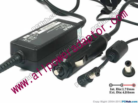 ASUS Eee PC 900 Series AC Adapter- Laptop 12V 3A, 4.8/1.7mm, Car 12V DC Plug