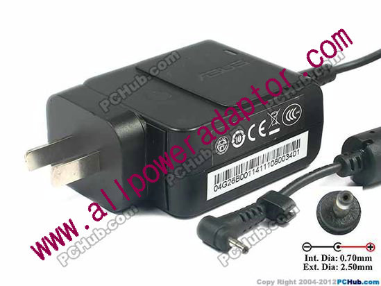 ASUS Eee PC 1015B AC Adapter- Laptop 19V 1.58A, 2.5/0.7mm, US 2-Pin Plug